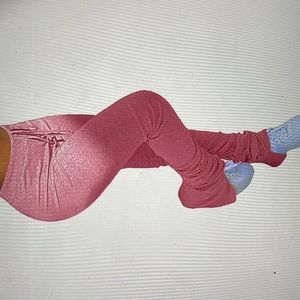 Womens high waisted split hem flare pink sweatpants